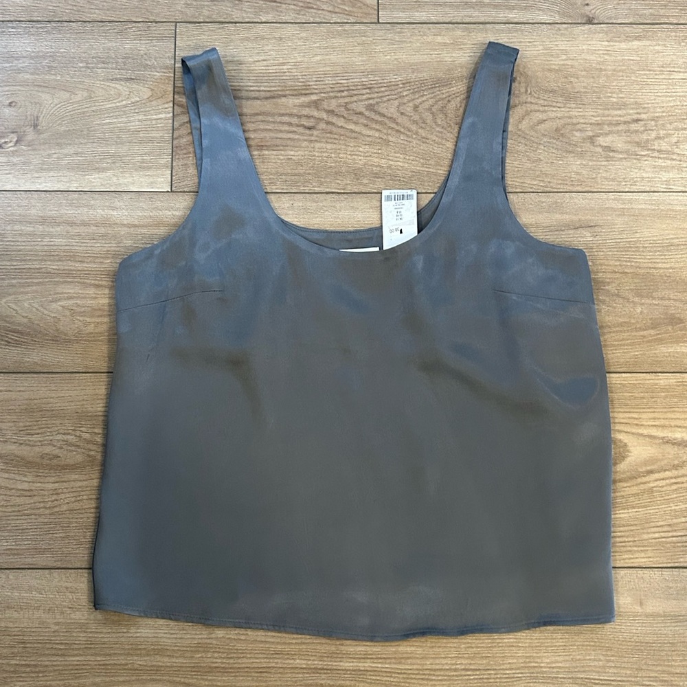 Topshop NWT US 8 Slate Gray Sleeveless Blouse 100% Viscose